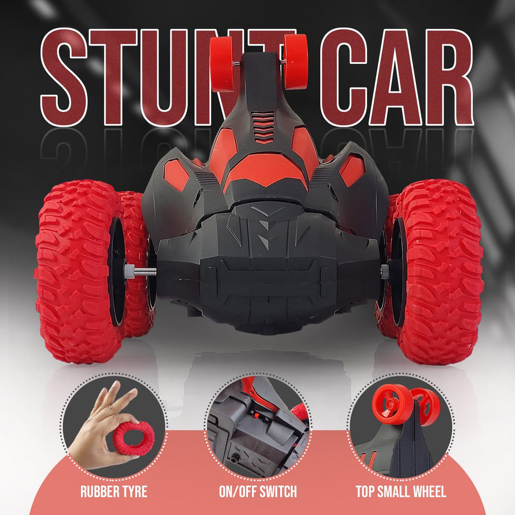 360° Rotating RC Stunt Car for Kids | 4WD Remote Control Flip Car with Rechargeable Battery – Red