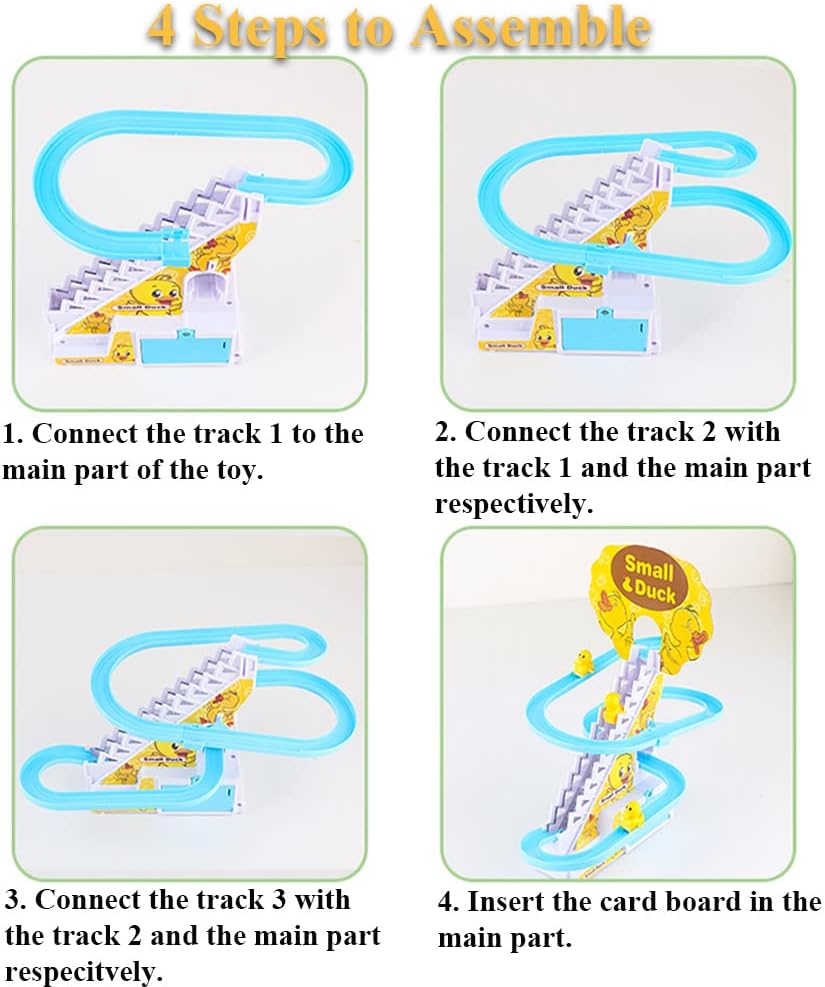 Small Duck Electric Climbing Stairs Toy – Musical Escalator Toy with Track, Lights & Sound | Battery Operated Kids Toy