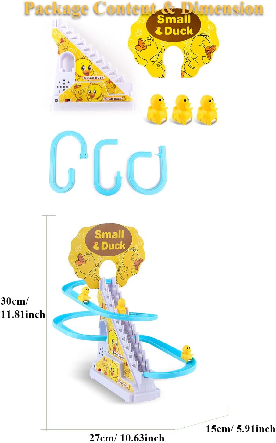 Small Duck Electric Climbing Stairs Toy – Musical Escalator Toy with Track, Lights & Sound | Battery Operated Kids Toy